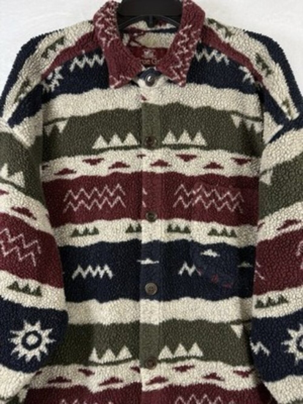True Grit Men XXL Southwestern Aztec Sherpa Fleece Shirt Made USA Jacket Shacket